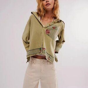 Free People We The Free About To Slide Hoodie Shirt Floral Top S